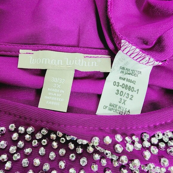 Woman Within Purple Top Plus Size 3X Flare Sleeve Layered Pullover Stretch - Picture 4 of 4